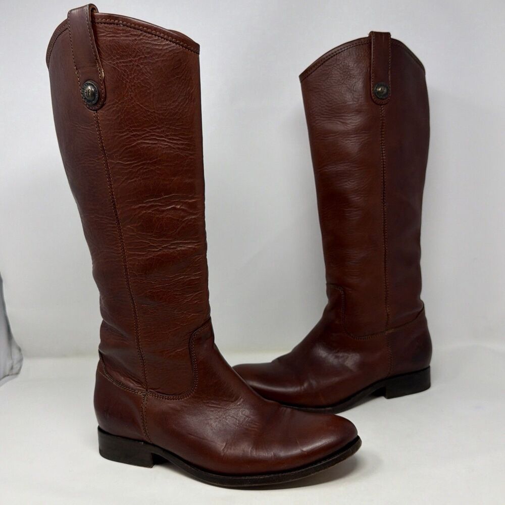 FRYE 4001 G Tall Riding Boots Women’s 7.5 B Brown Leather Pull On Western